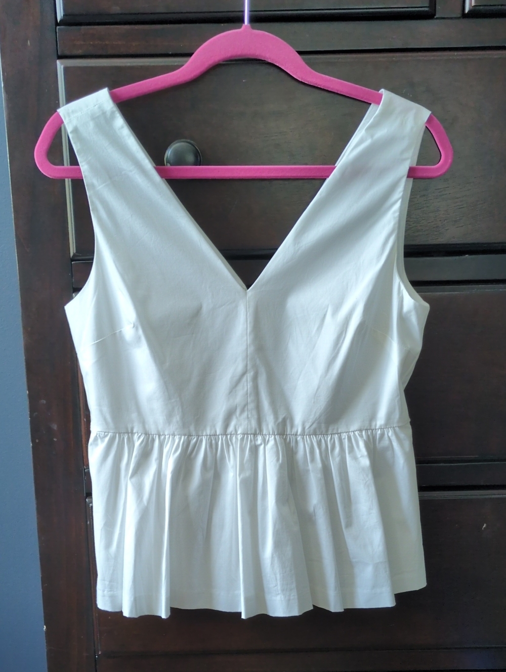 J Crew Always White V-Neck Peplum Top